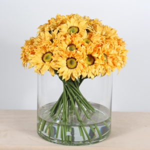 46 cm Artificial Sunflower Bouquet with 36 Stems in Glass Vase